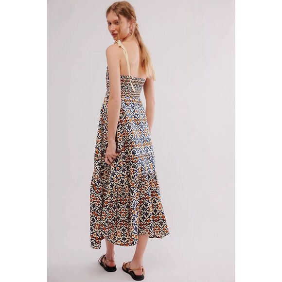 NWT FREE PEOPLE Palma Printed Midi Dress Women's Size L - Picture 2 of 11